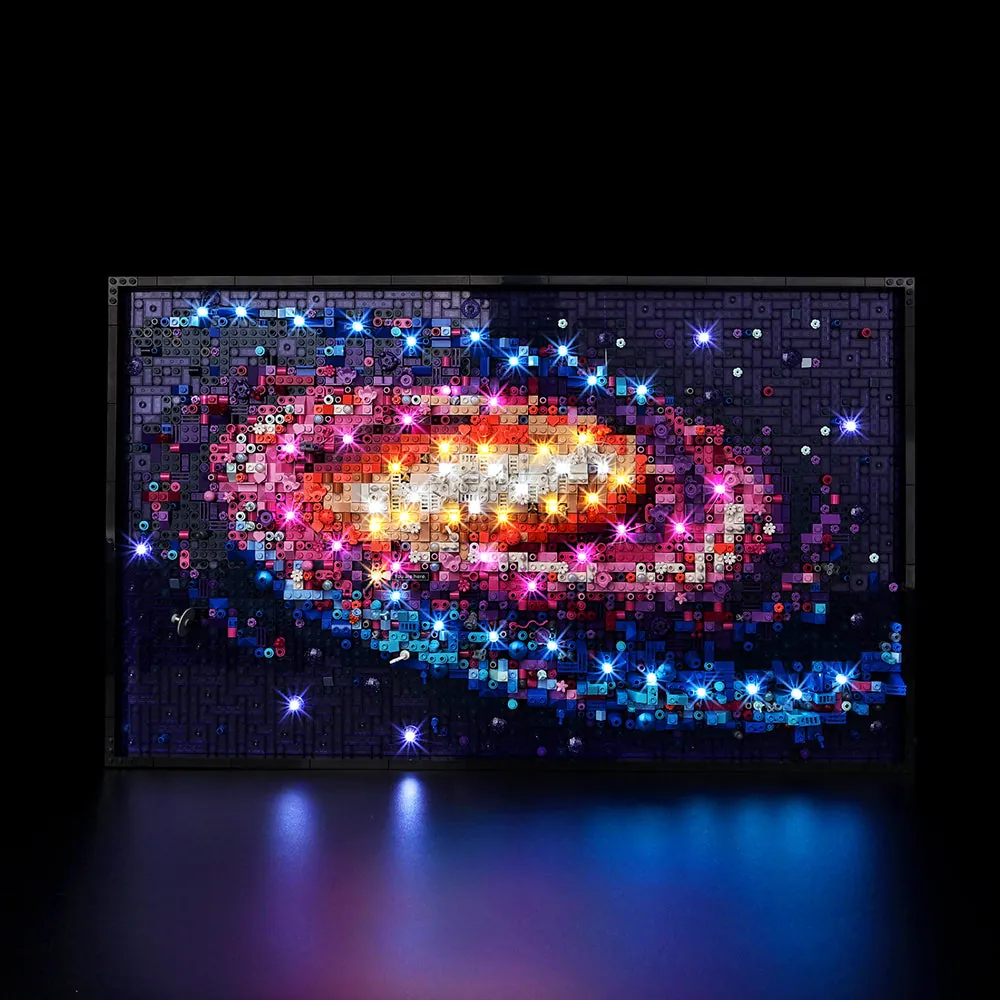 Game of Bricks LED kit with modular expansion boards lighting the LEGO Milky Way Galaxy