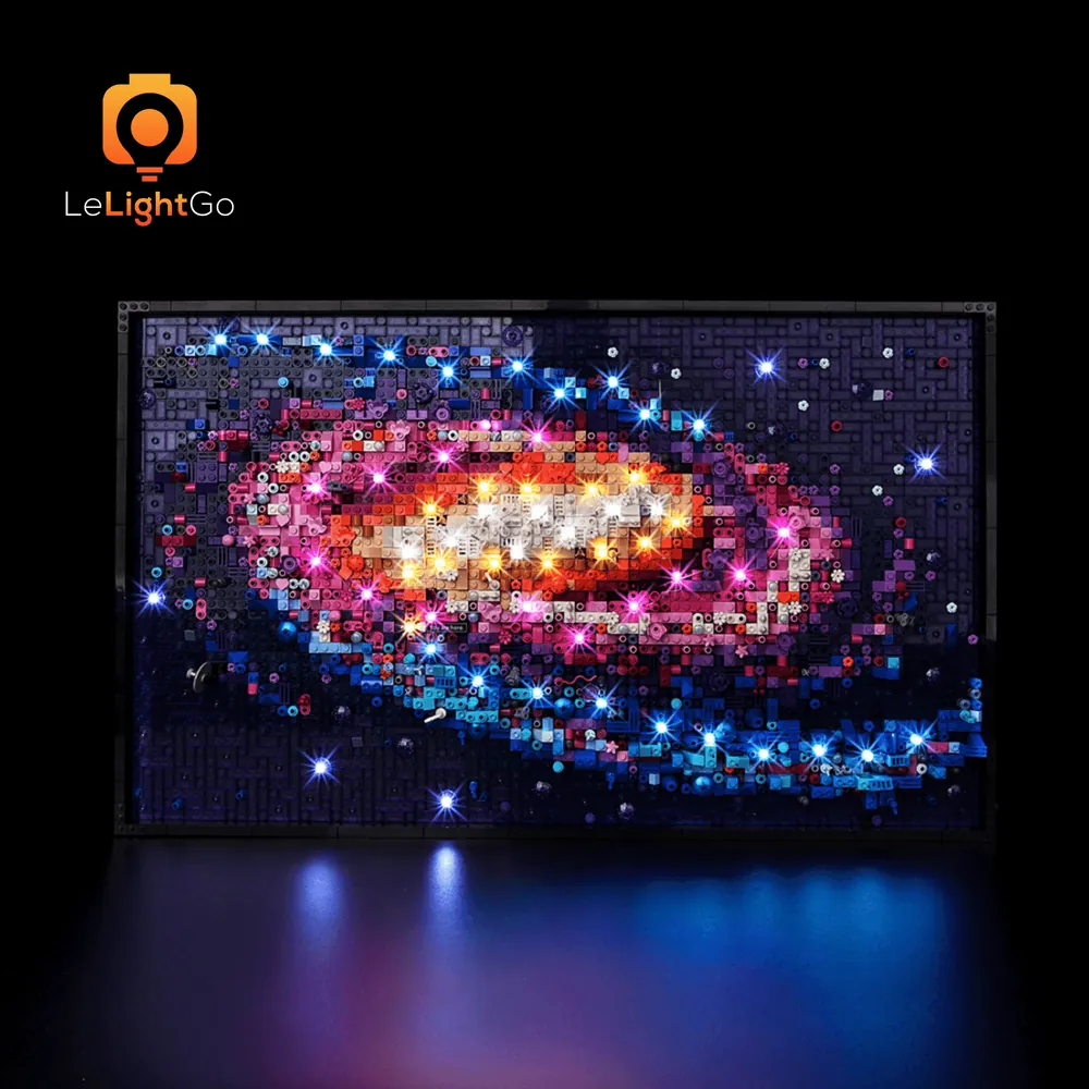 LeLightGo LED kit with micro-LEDs enhancing the LEGO Milky Way Galaxy display