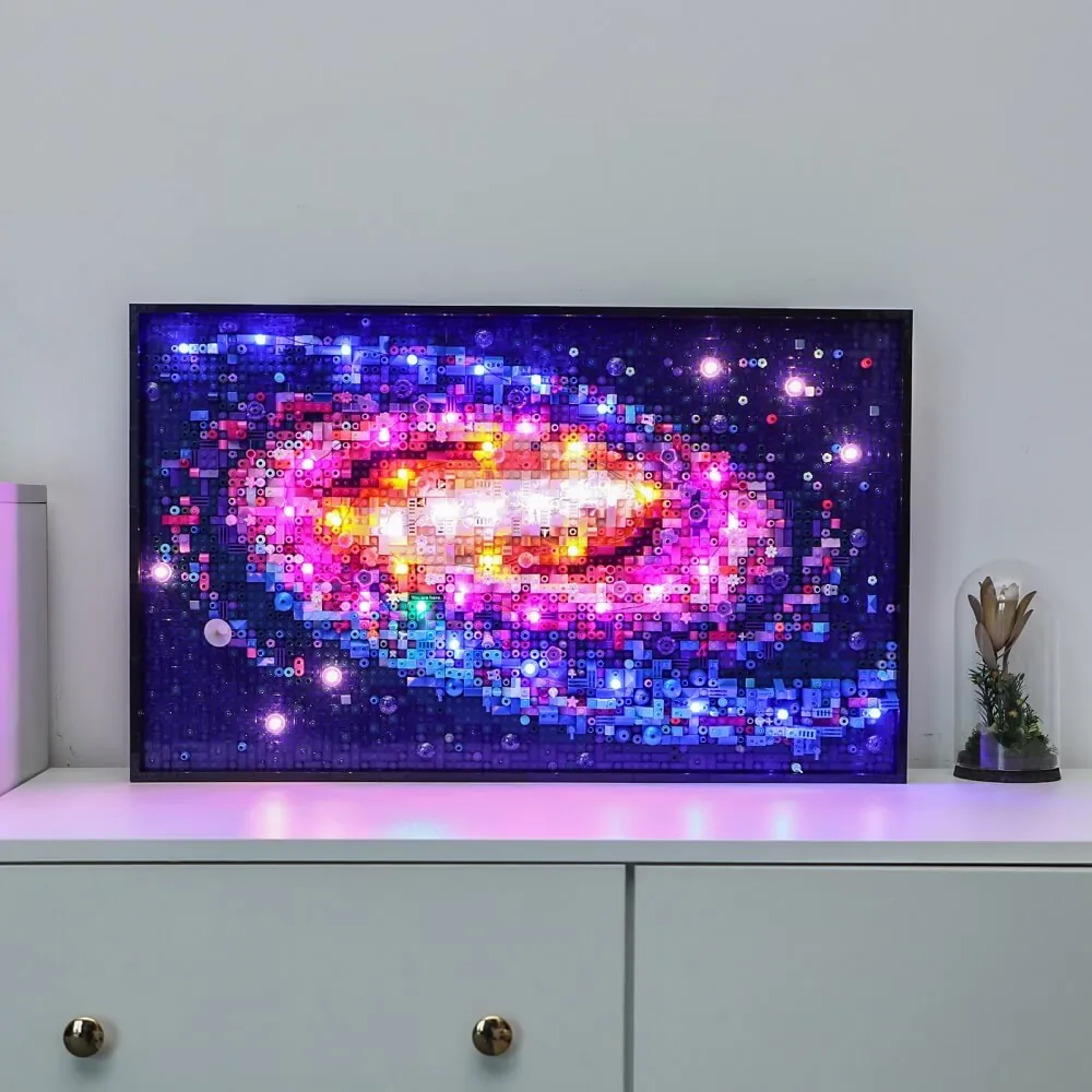 Lightailing pre-soldered LED harness lighting the LEGO Milky Way Galaxy