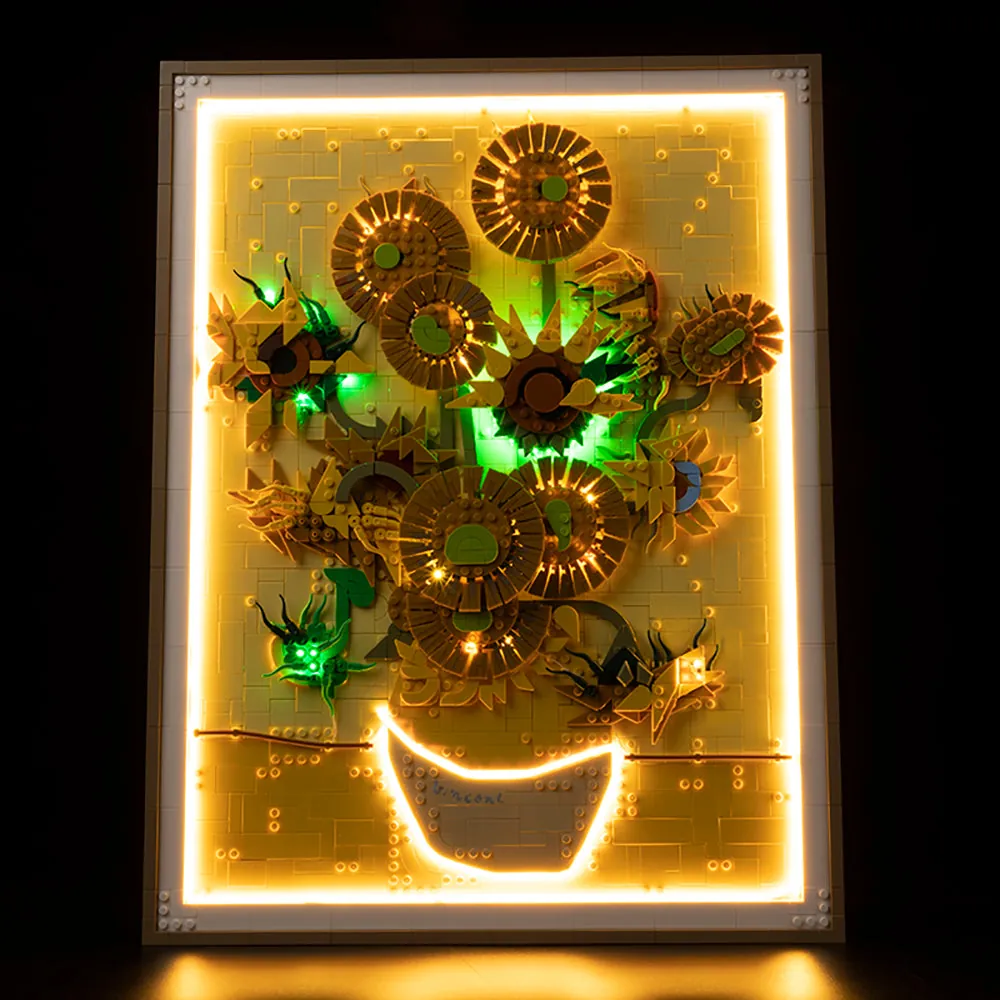 Game of Bricks light kit with expansion board on LEGO Sunflowers