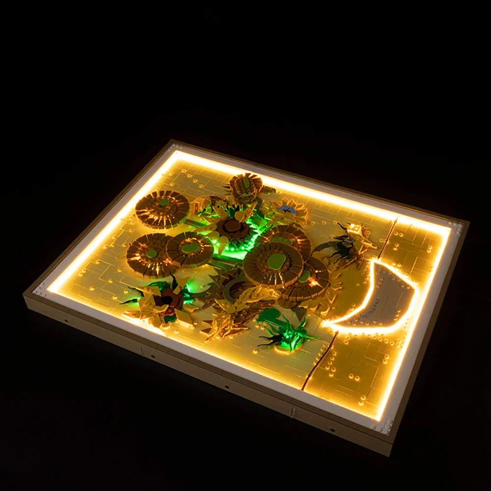 Game of Bricks lit LEGO Sunflowers with vines and petals highlighted