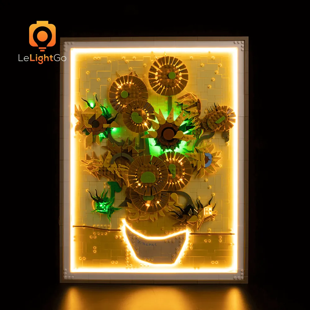LeLightGo light kit on LEGO Sunflowers set with remote