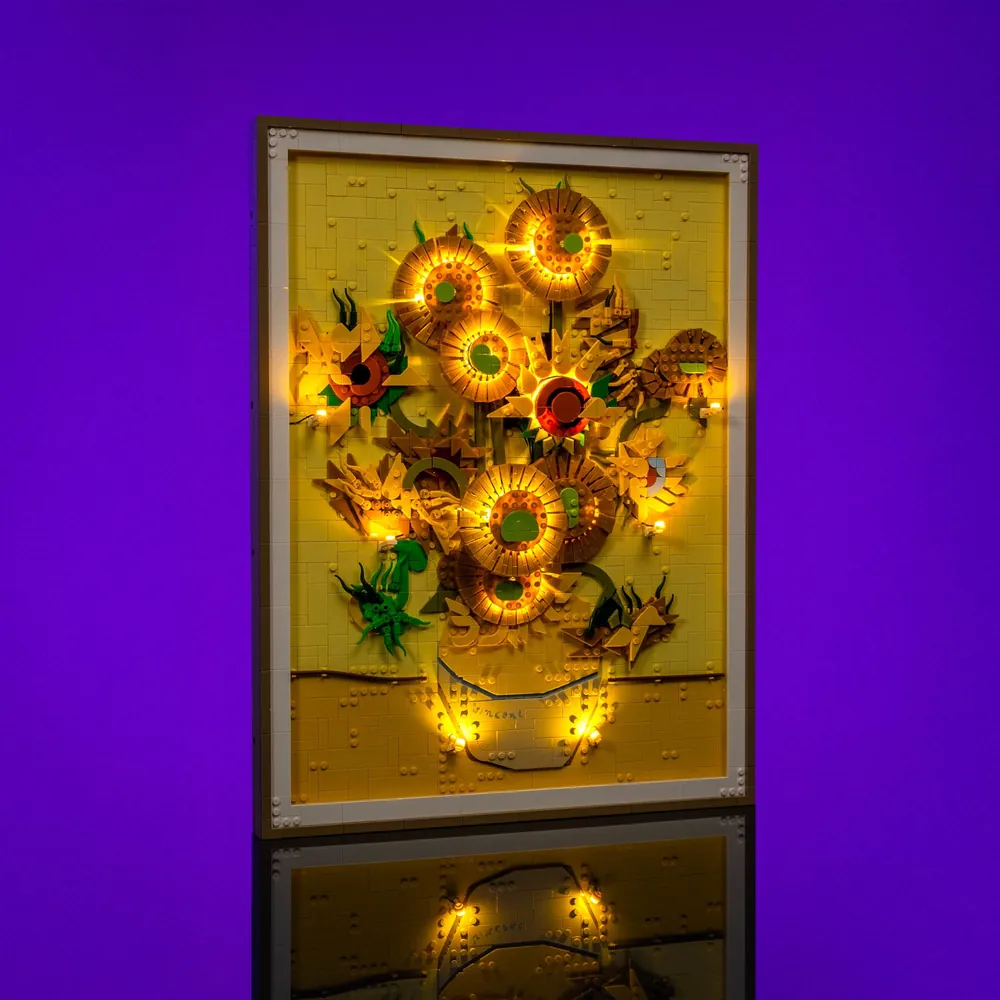 LightMyBricks light kit on LEGO Sunflowers set premium glow