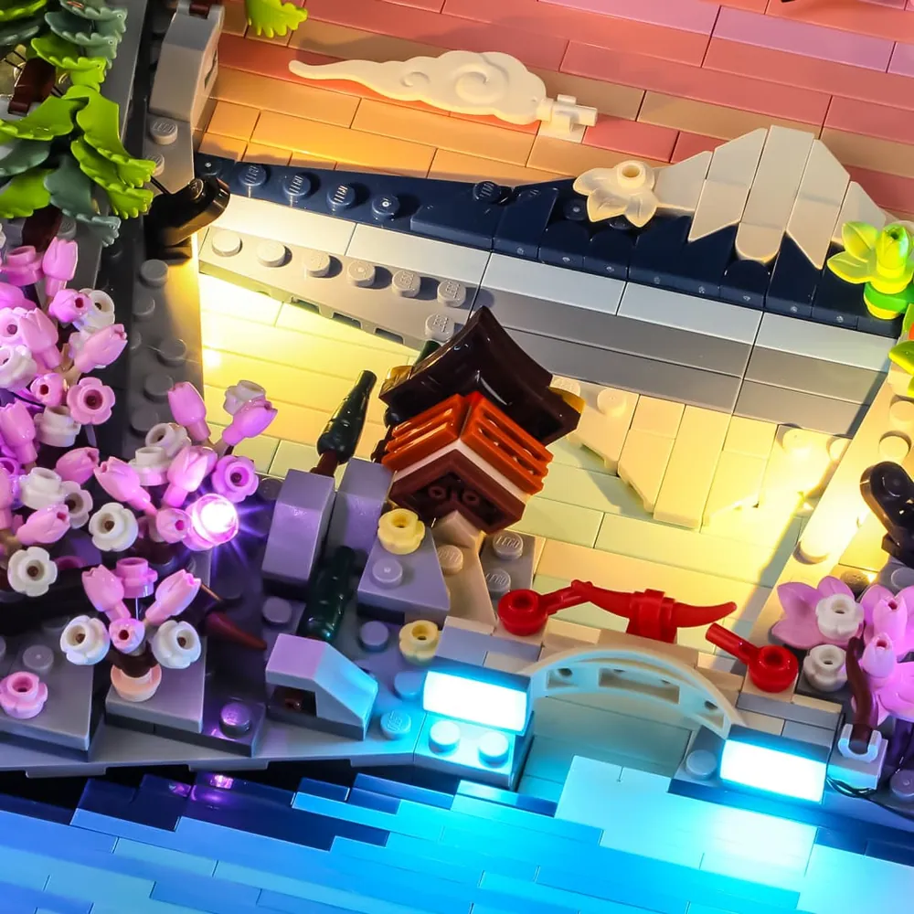 Lightailing LED lighting on LEGO Japanese landscape
