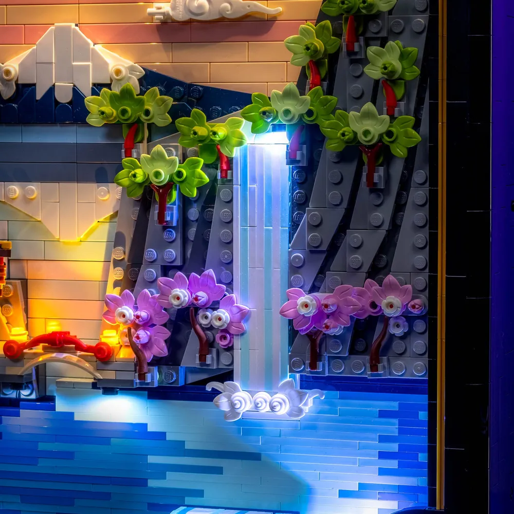 LightMyBricks LED lighting on LEGO cherry blossom trees