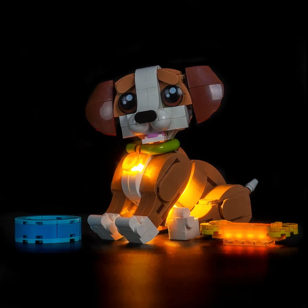 BrickBling light kit for LEGO 31382 puppy highlighting the face and paws