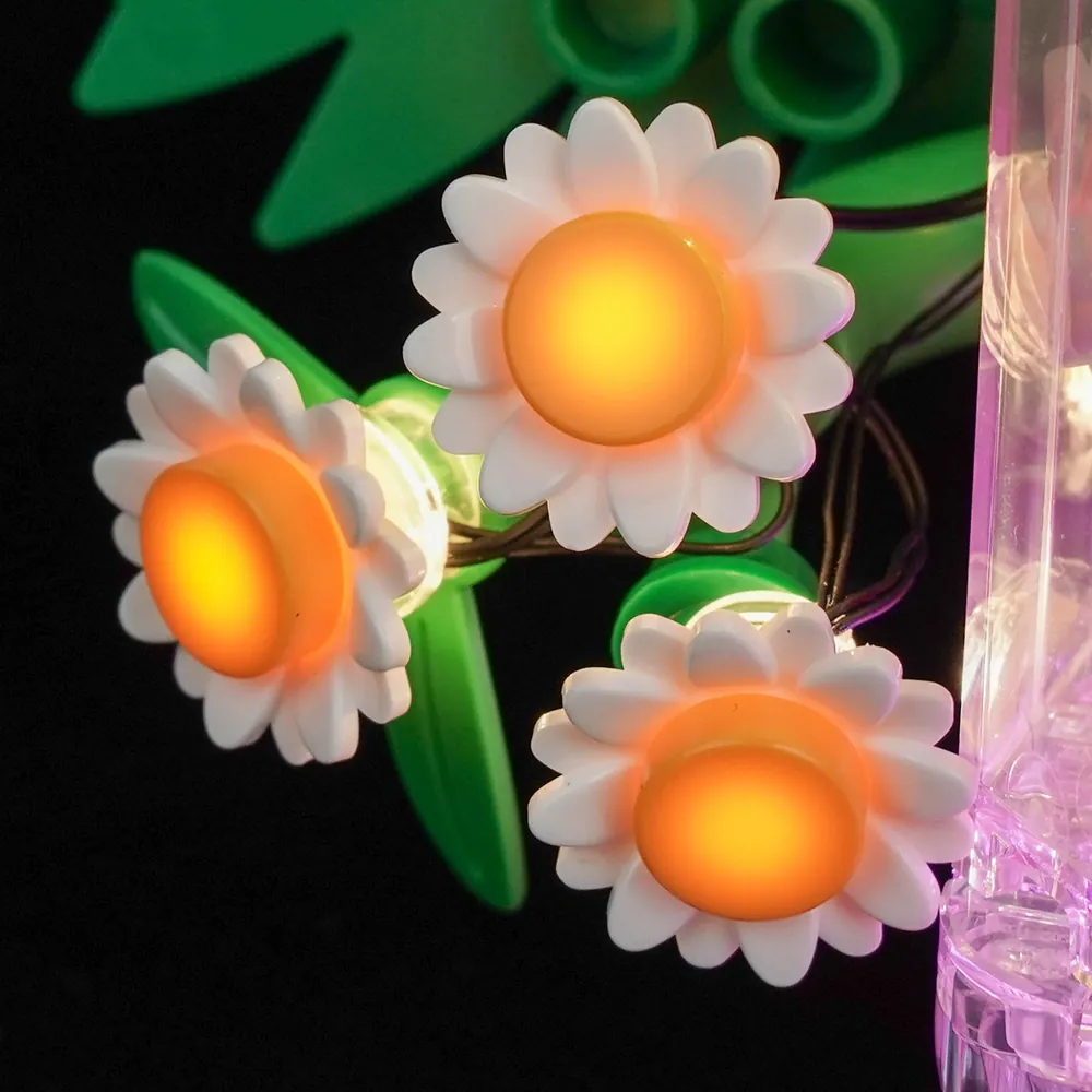 Close-up of modular micro-LEDs on LEGO Creator 31383 perfume bottle