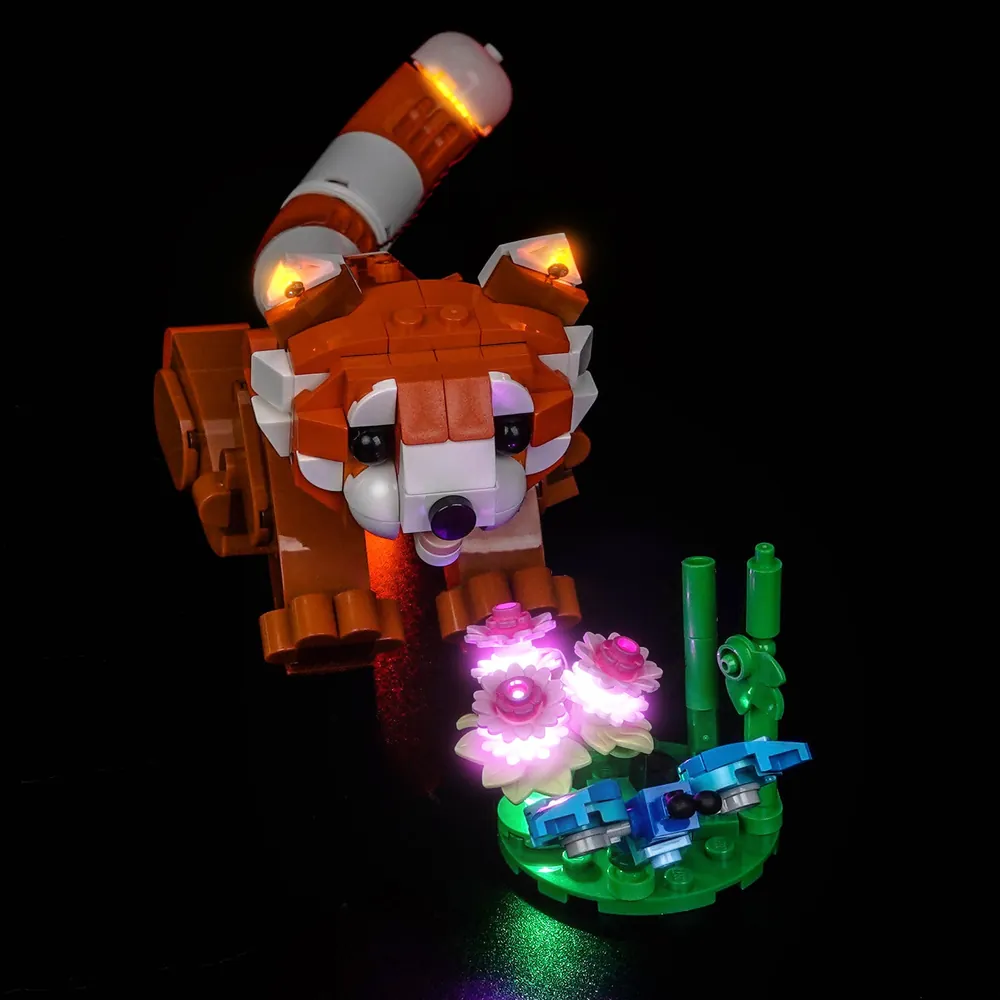 LEGO Creator 31394 Red Panda display with BrickBling light kit