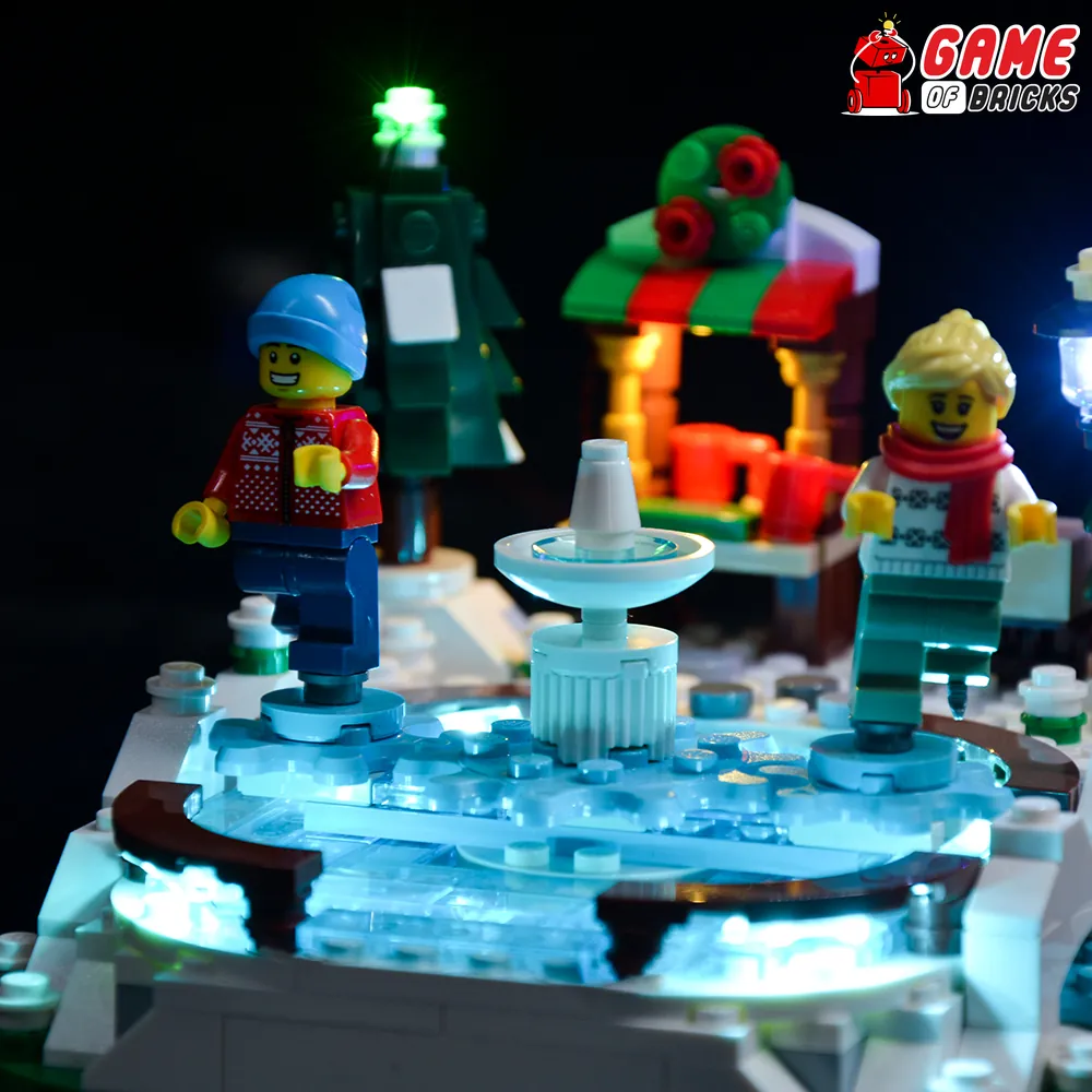 Close-up of Game of Bricks modular expansion board connection on LEGO Ice Rink 40416