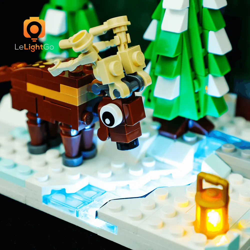 Close-up of micro-LED lighting on Santa's Front Yard tree