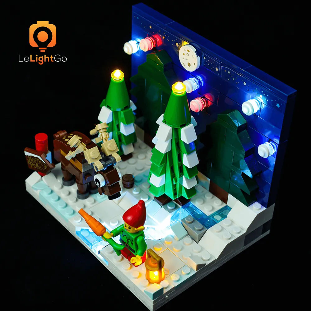 Warm lantern light in Santa's Front Yard from micro-LED kit