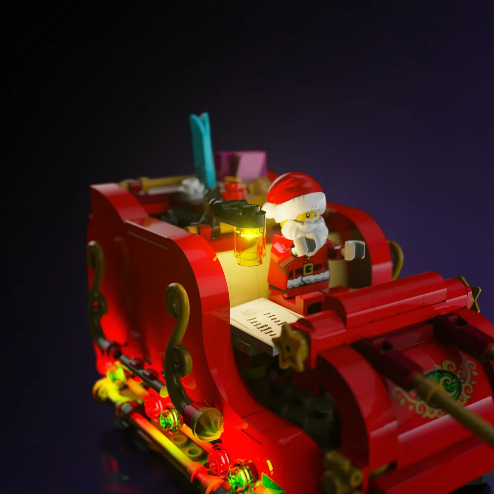 Light My Bricks wires in LEGO Santa's Sleigh 40499