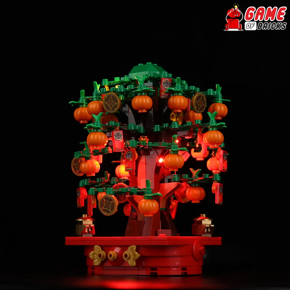 Game of Bricks LED lighting effects on LEGO Money Tree foliage