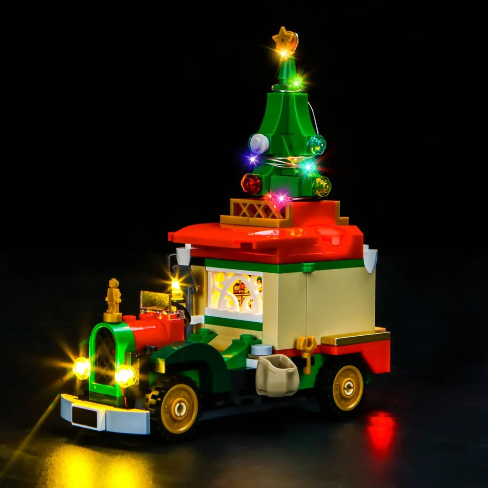 BrickBling LED kit for LEGO Santa's Delivery Truck 40746 with modular micro-LEDs lighting the headlights and cabin