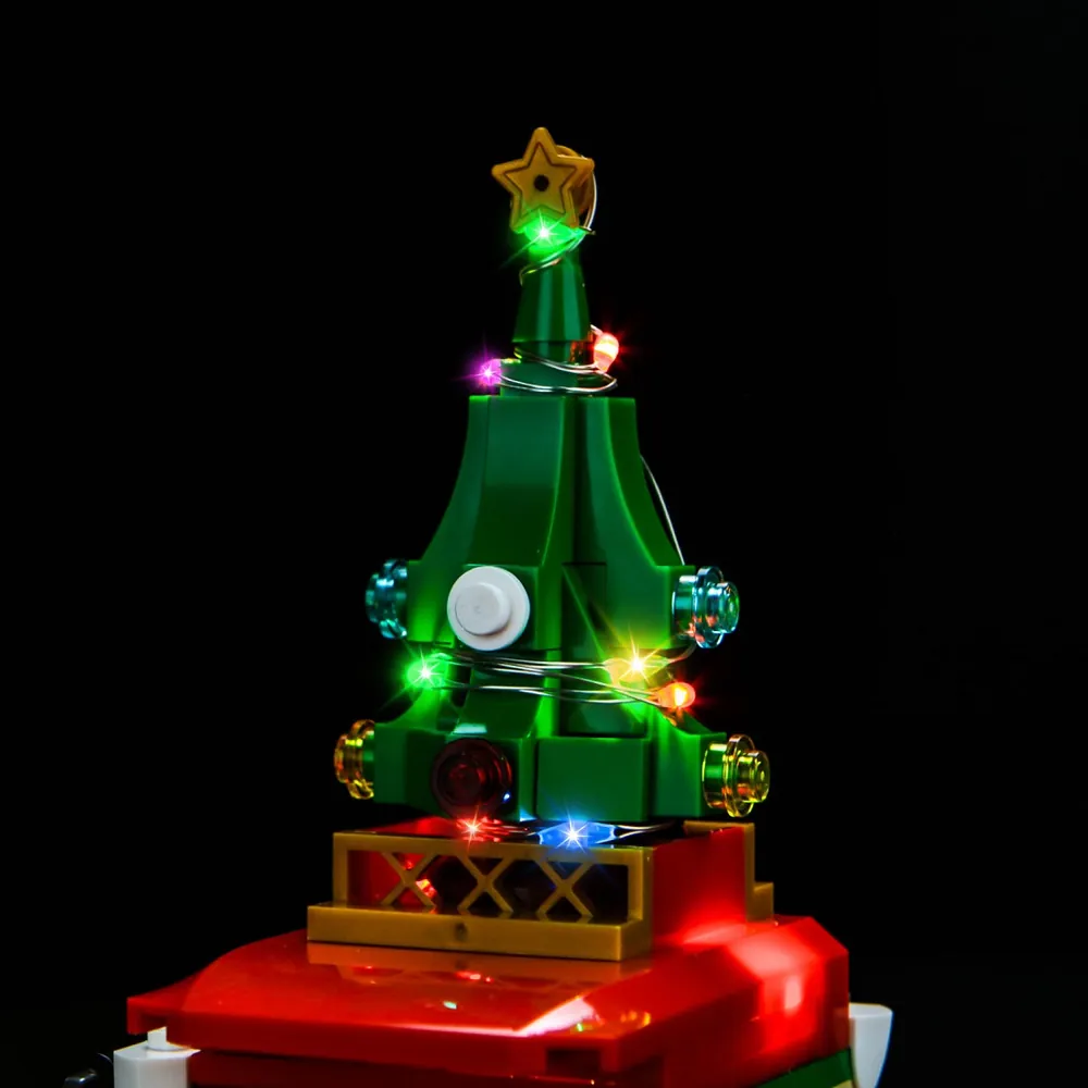 LEGO Santa's Delivery Truck 40746 with BrickBling LED kit illuminating the cabin interior
