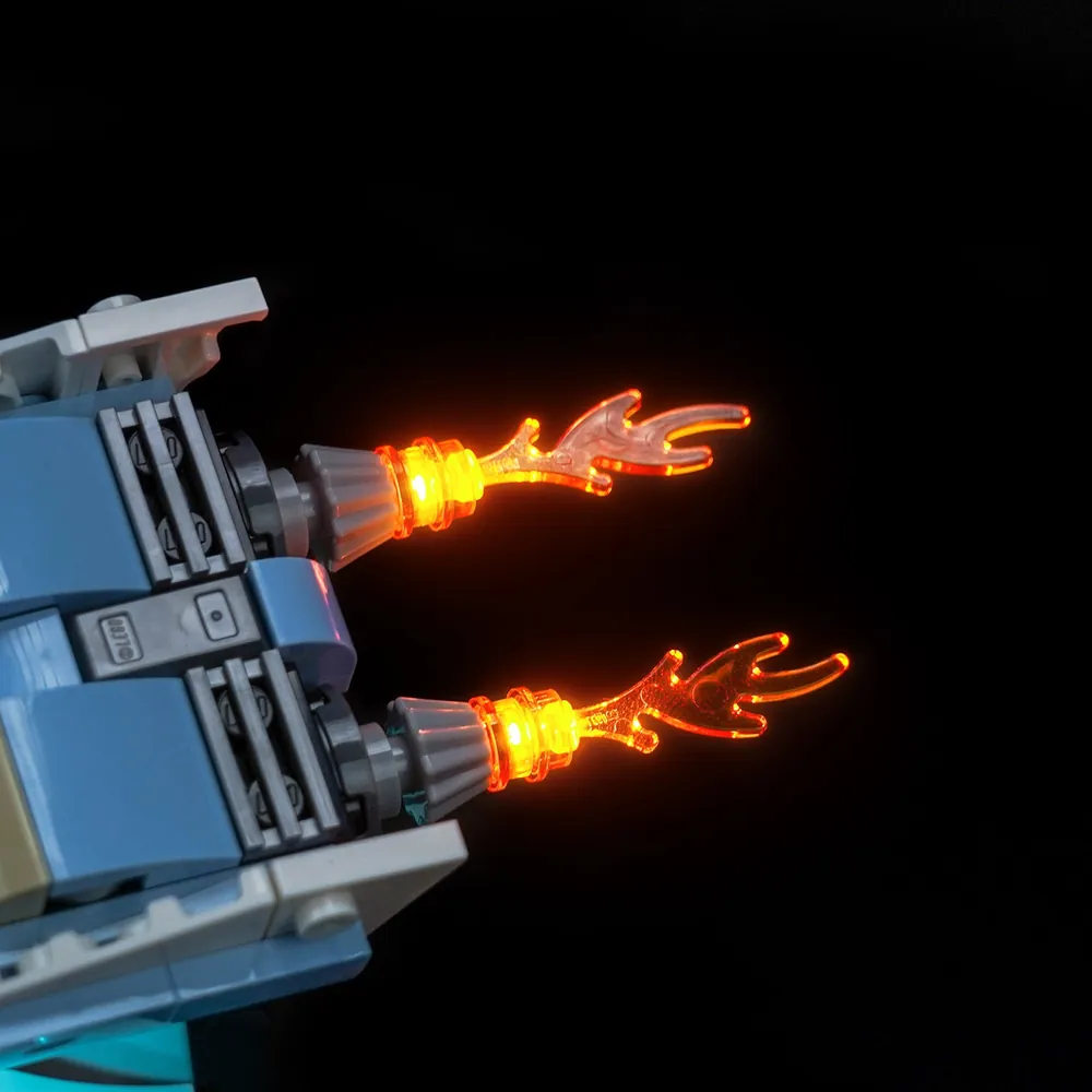 BrickBling installation showing modular wiring harness on LEGO Moon Car stand