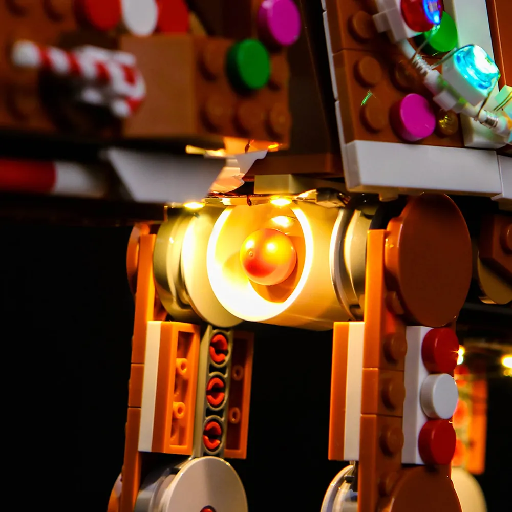 LEGO Gingerbread AT-AT with BrickBling micro-LEDs