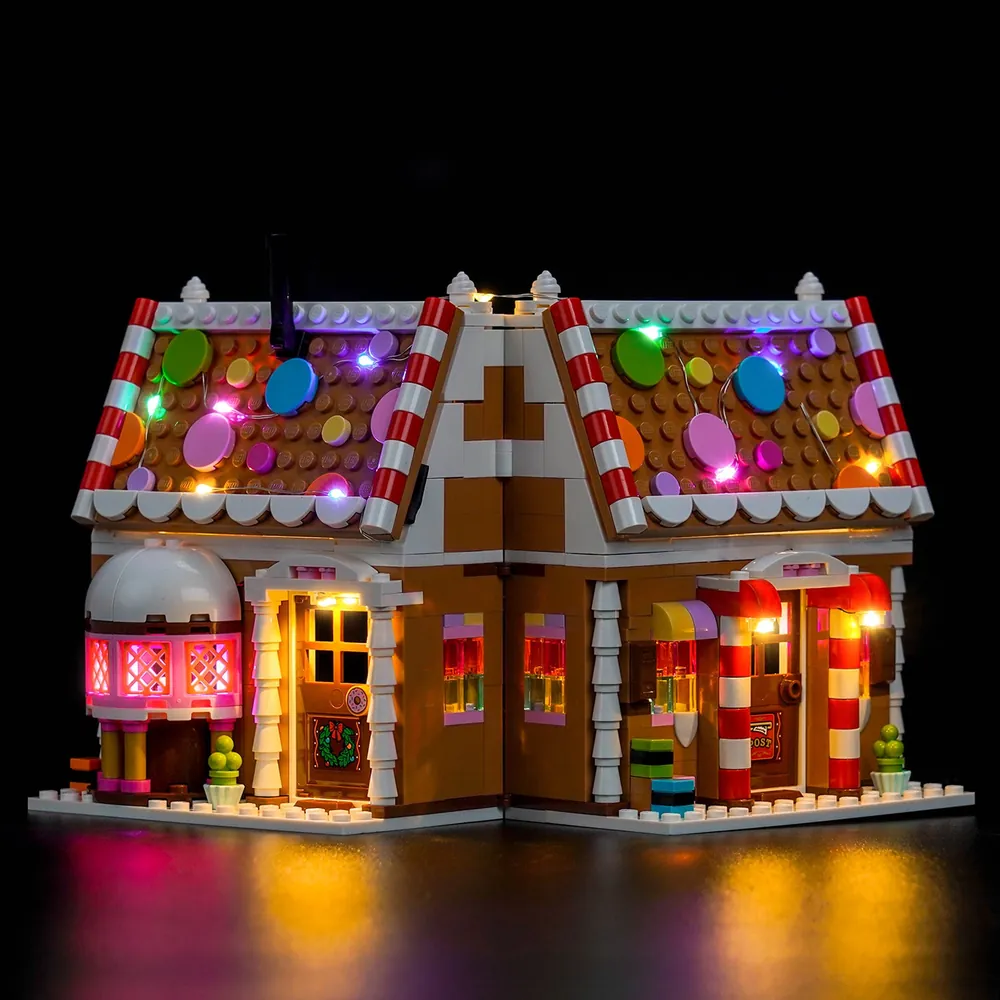 BrickBling LED kit for LEGO Festive Gingerbread House 40809 lighting candy pillars and roof