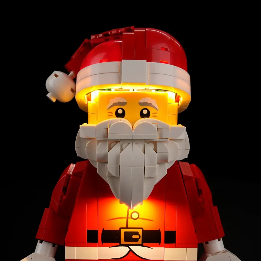 Lightailing LED harness routing along LEGO 40820 Santa minifigure