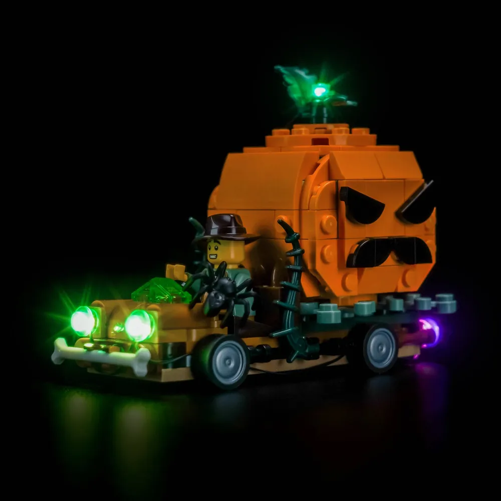 BrickBling LED kit for LEGO Jack-O'-Lantern Pickup Truck 40822 with glowing pumpkin and truck details
