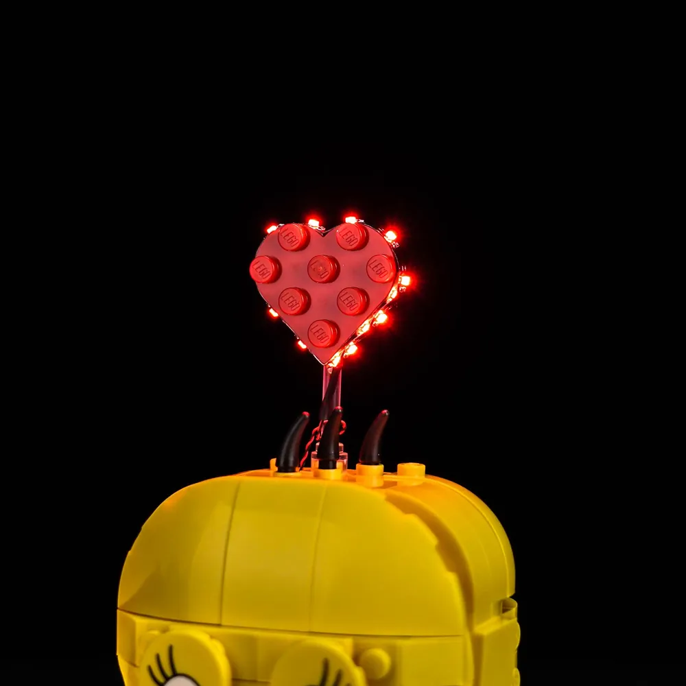 Sweetheart Tweety Bird with BrickBling lights, highlighting the warm glow effect.