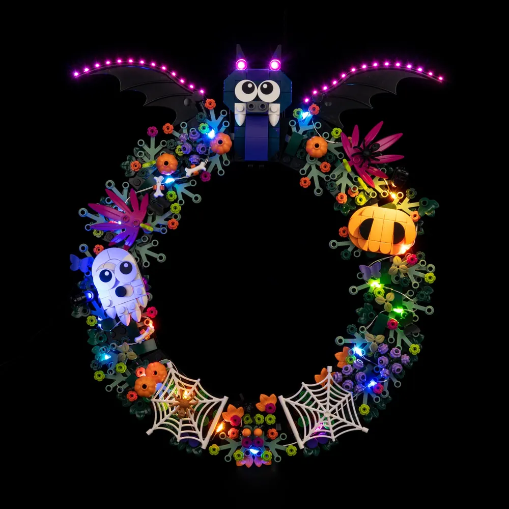 Game of Bricks LED lighting on LEGO Halloween Wreath