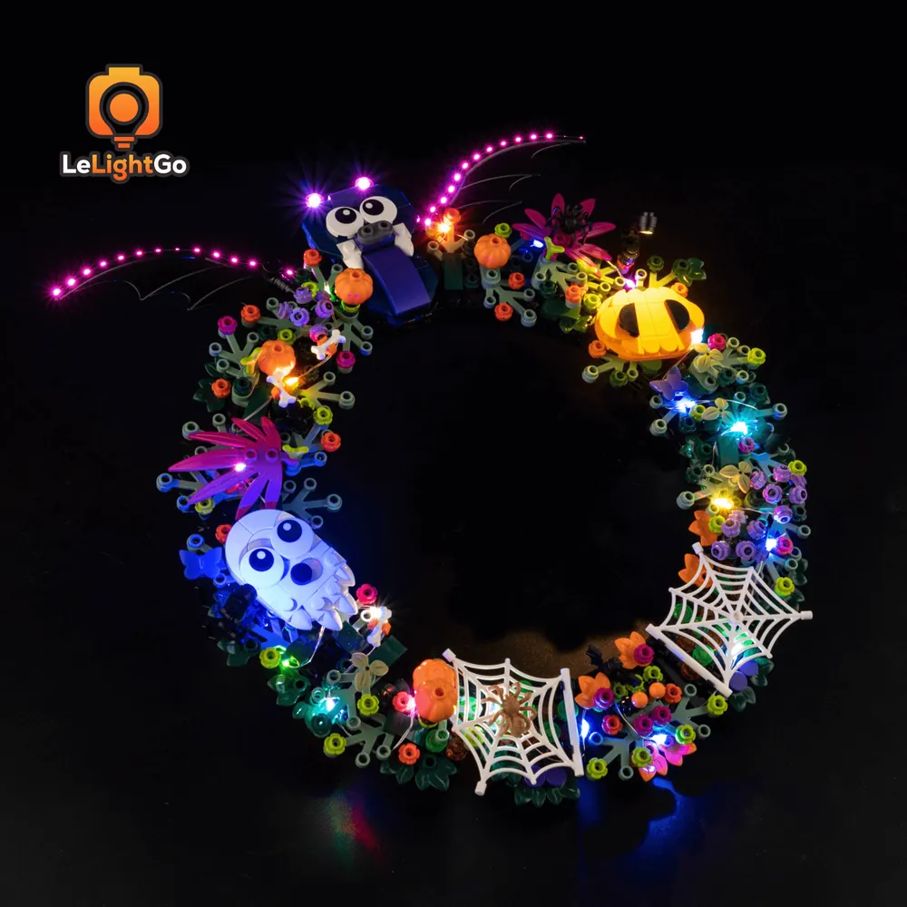 LEGO Halloween Wreath with LeLightGo LED effects