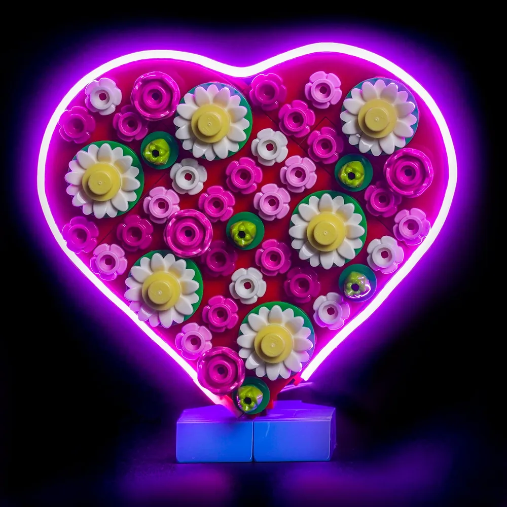 Close-up of BrickBling micro LEDs on Love Letters set