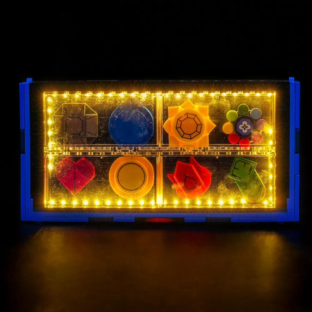 BrickBling LED kit for LEGO Pokemon Kanto Badge Collection with micro-LEDs on badges