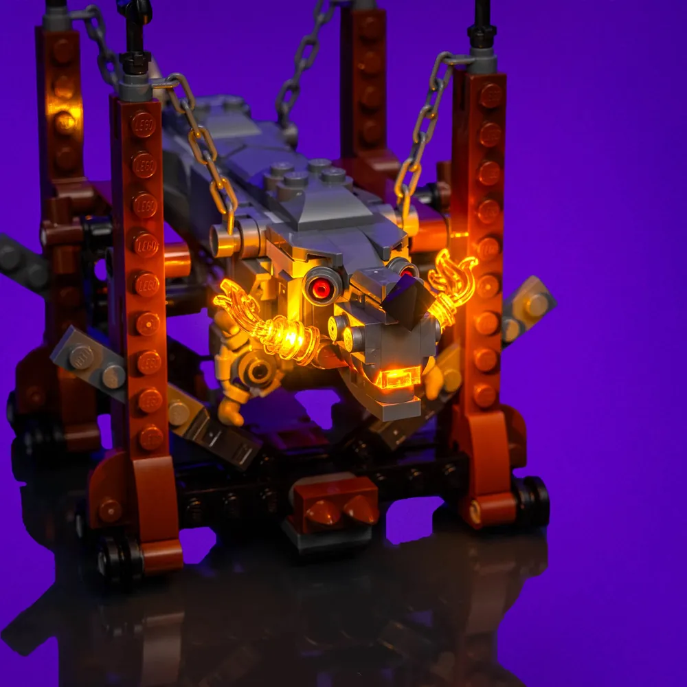 LightMyBricks kit for LEGO Grond 40893 showing typical wire routing on the model