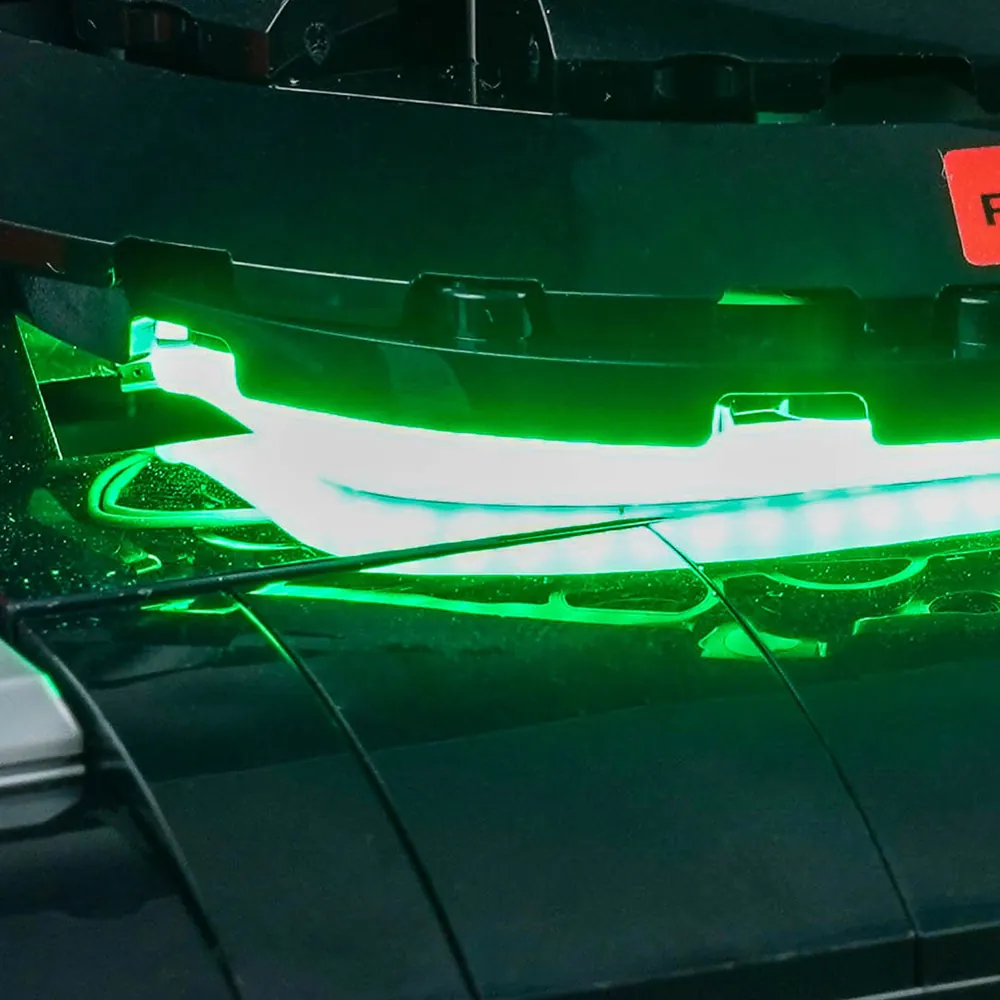Close-up of BrickBling micro-LEDs on the SEGA Genesis cartridge slot