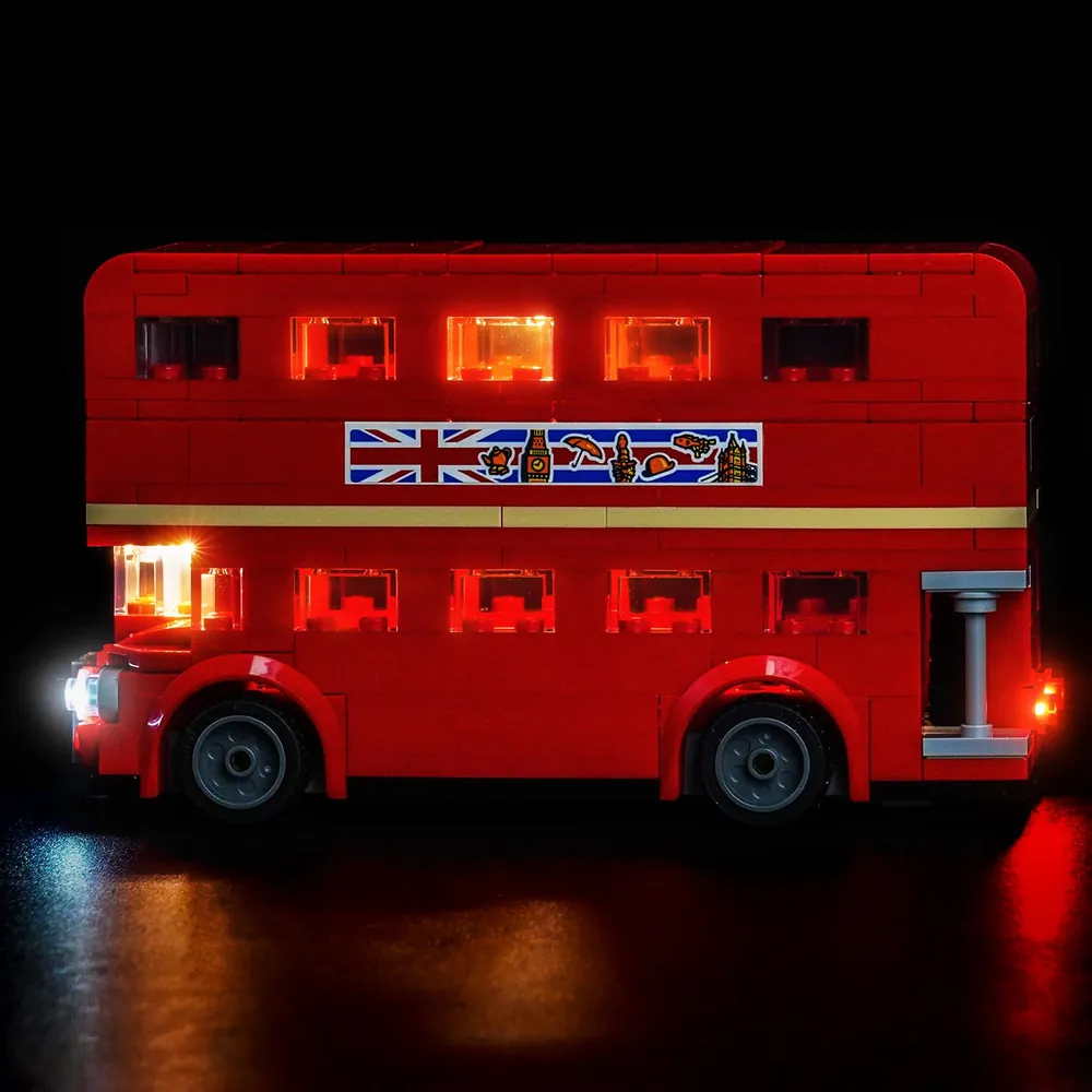 BrickBling LED kit for LEGO London Bus 40953 illuminating windows and headlights
