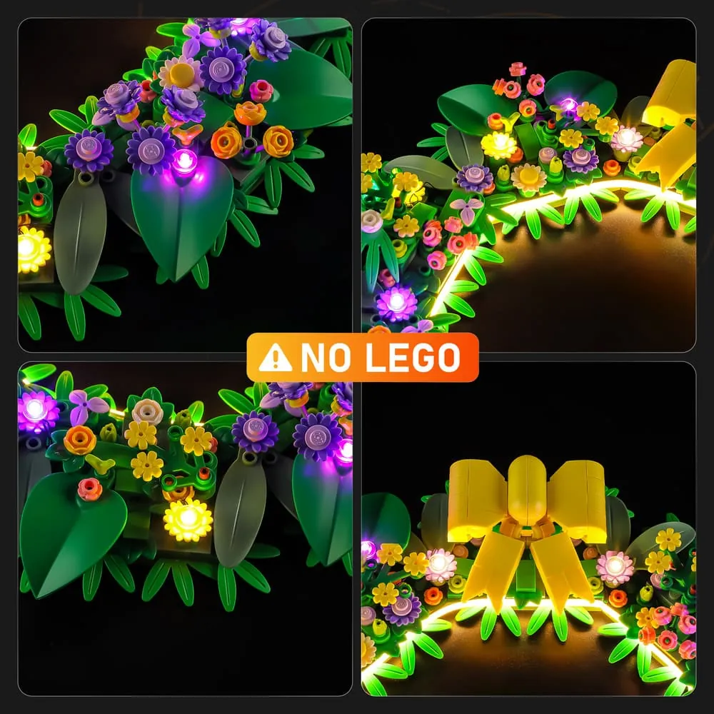 LEGO Spring Wreath 40957 with Lightailing lights installed