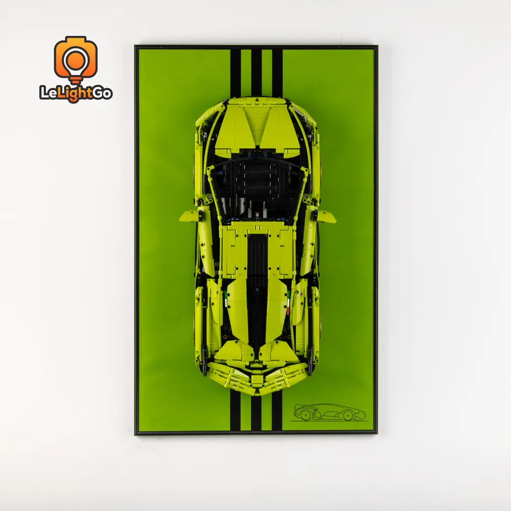 LeLightGo modular micro-LEDs illuminating the LEGO Lamborghini Sián's front and rear