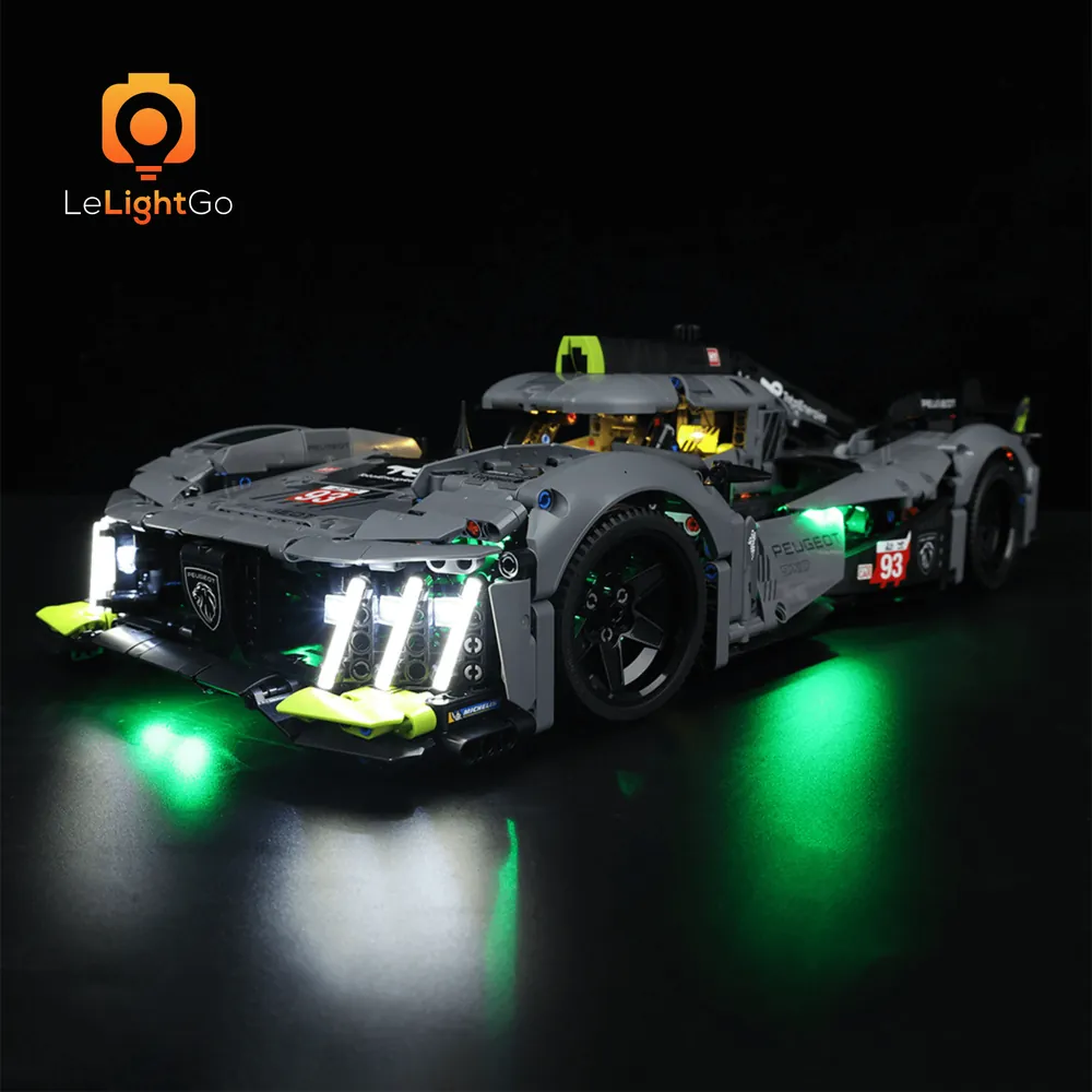 LeLightGo LED kit for LEGO PEUGEOT 9X8 with headlights illuminated