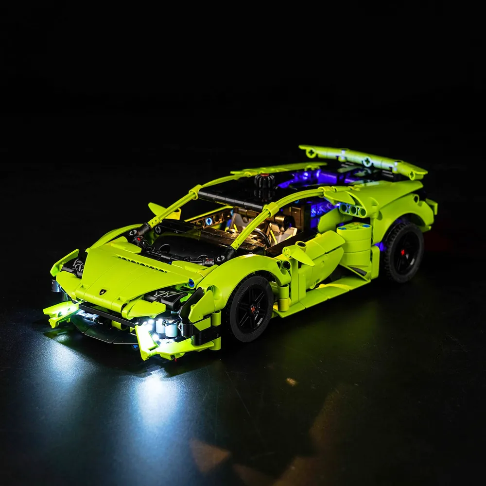 BrickBling light kit for LEGO Lamborghini Huracán Tecnica 42161 illuminating headlights and taillights