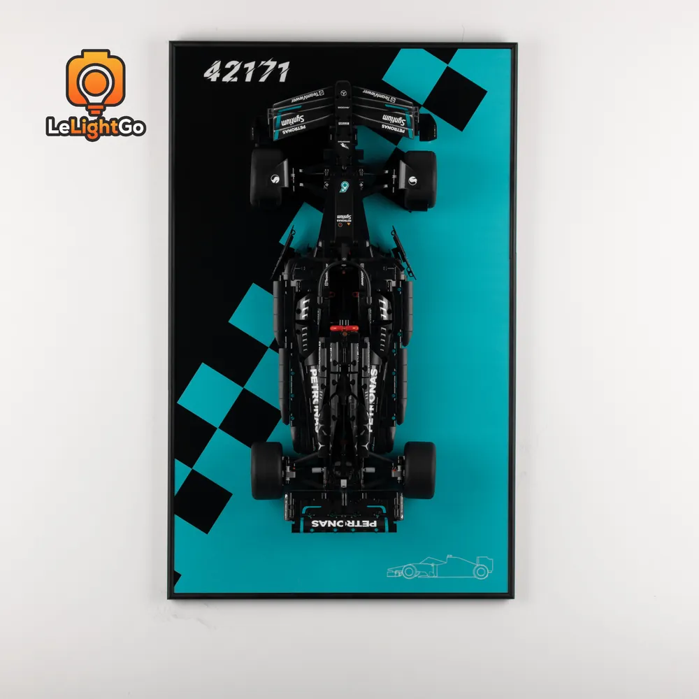 LeLightGo LED kit lighting the engine of LEGO Technic Mercedes-AMG F1 42171