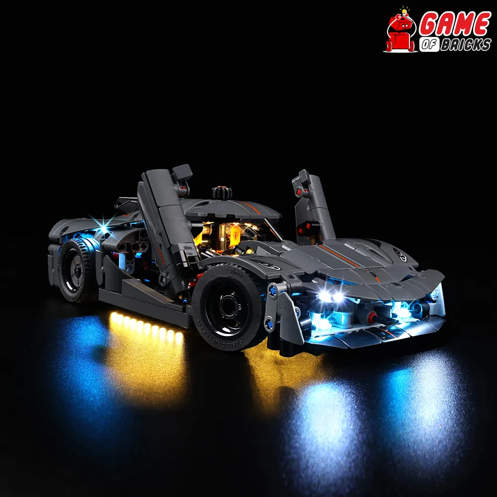 Game of Bricks LED kit on LEGO Jesko with remote control