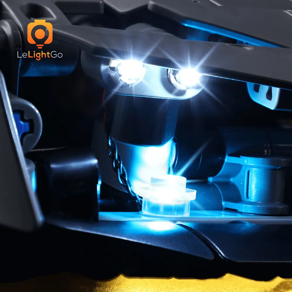 LeLightGo micro-LEDs installed in the headlights and taillights of LEGO Jesko