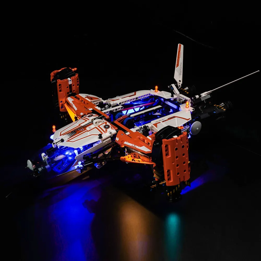 BrickBling light kit for LEGO Technic VTOL Heavy Cargo Spaceship LT81 42181 illuminating the cockpit