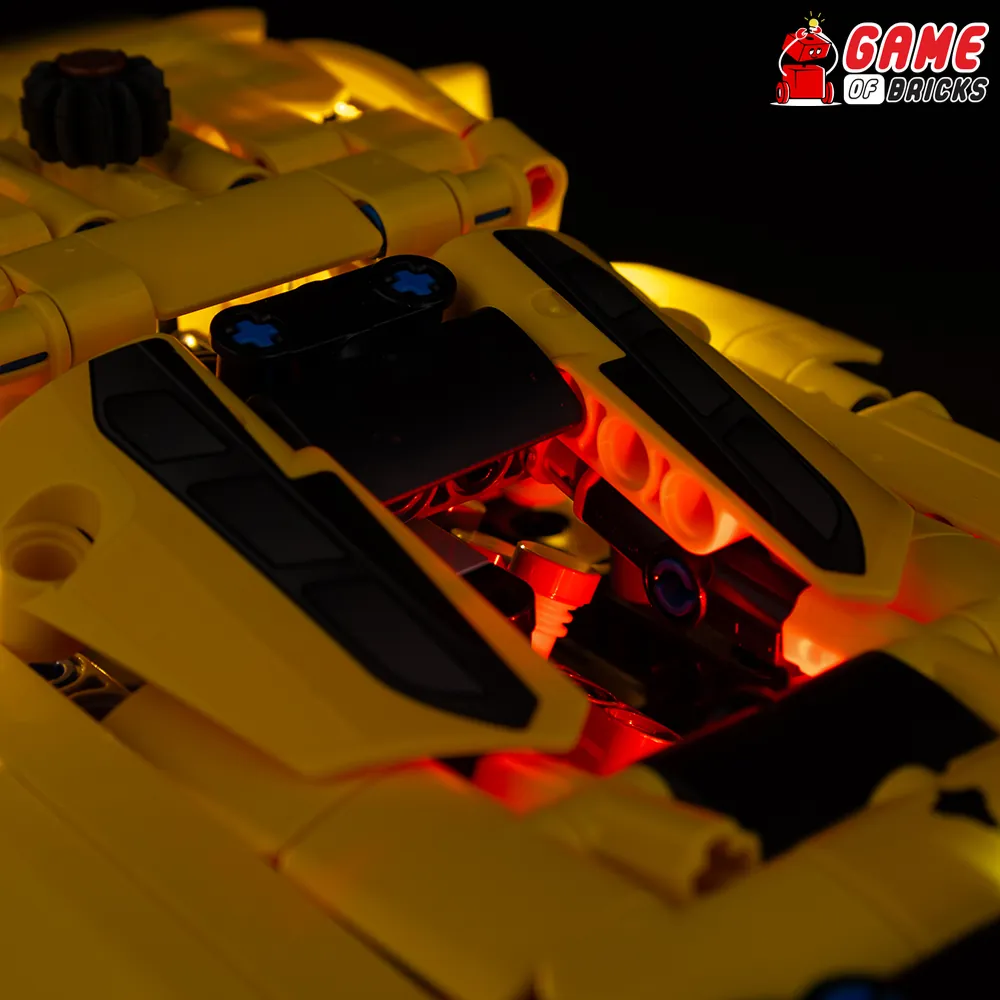 LEGO Corvette with Game of Bricks lights highlighting front and rear