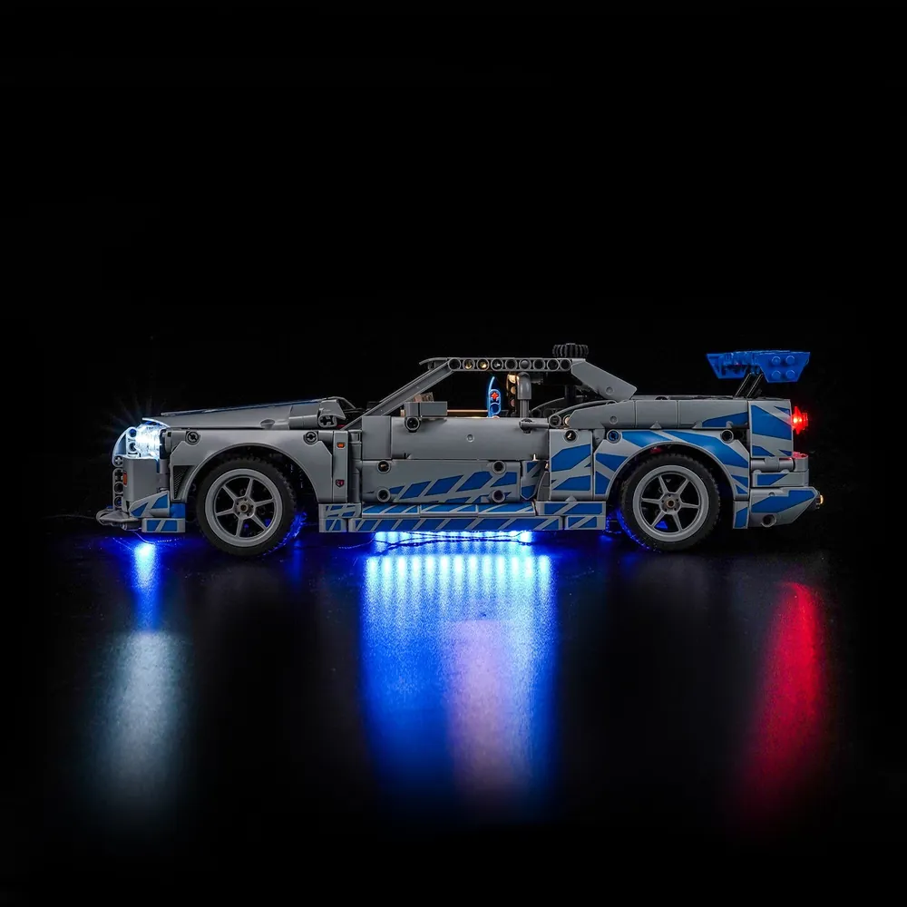 LEGO R34 Skyline with BrickBling Remote Control variant in a dark display