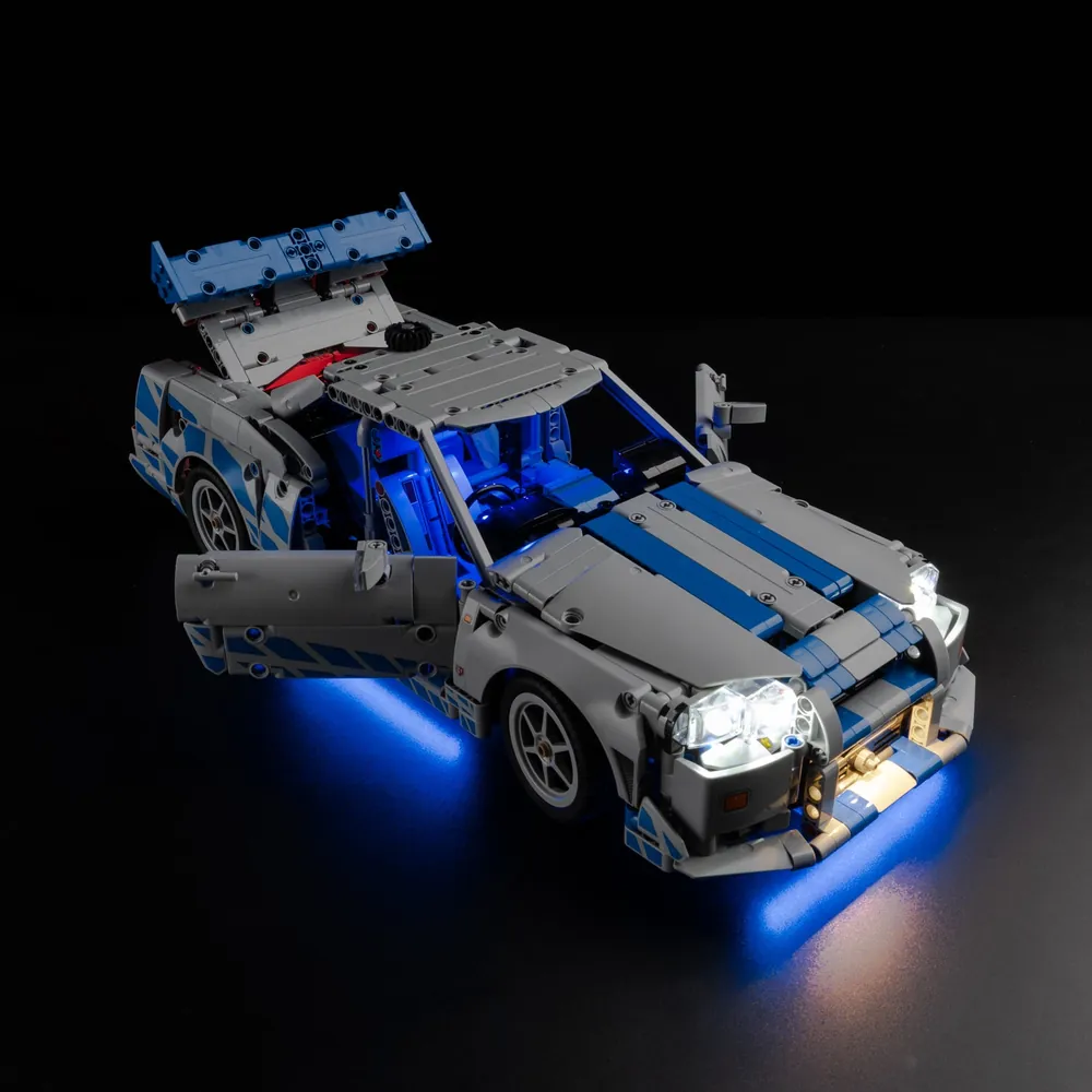 LEGO R34 Skyline rear view with Game of Bricks taillights glowing