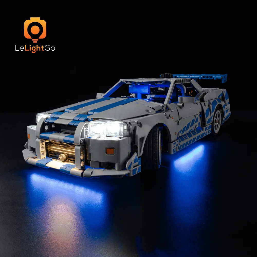 LeLightGo LED kit for LEGO R34 Skyline with front lights on