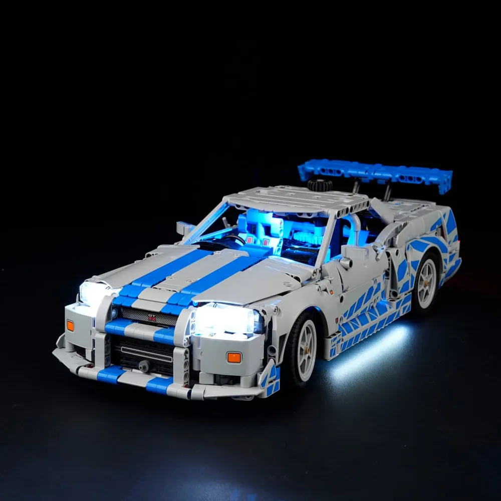 Lightailing LED kit for LEGO R34 Skyline showing full body lighting