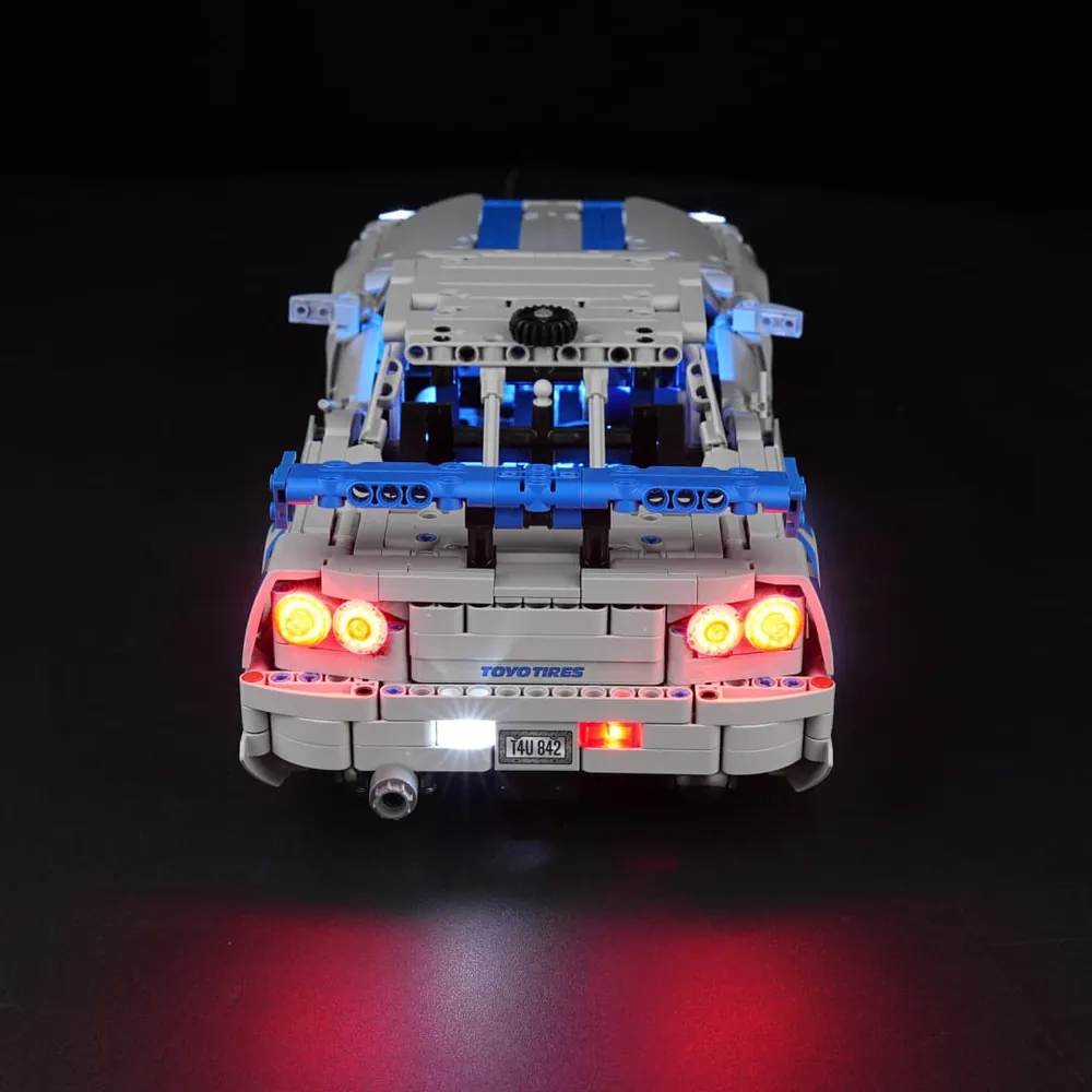 Lightailing pre-soldered harness wiring along the LEGO R34 chassis