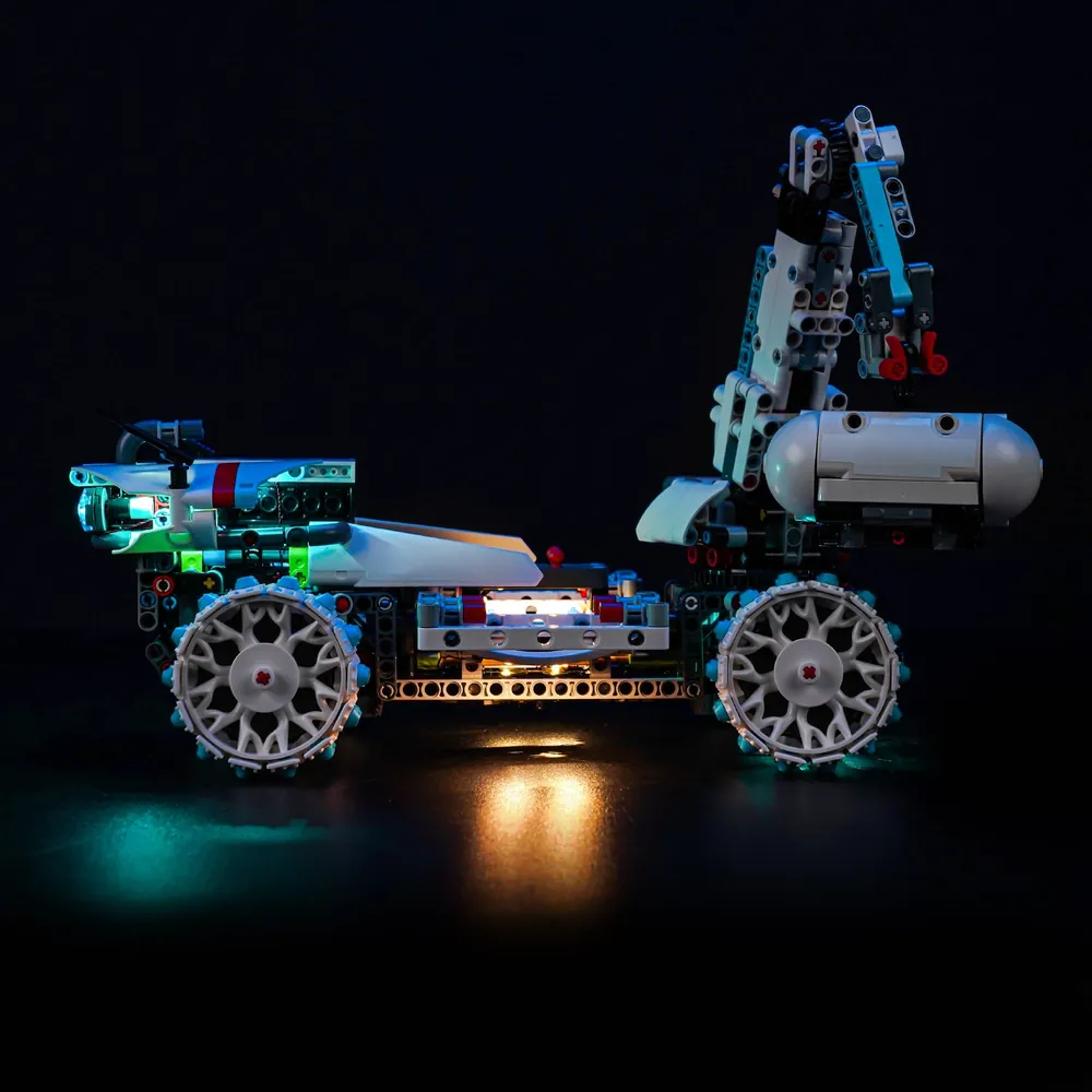 BrickBling LED kit for LEGO 42211 undercarriage lighting in the Lunar Outpost scene