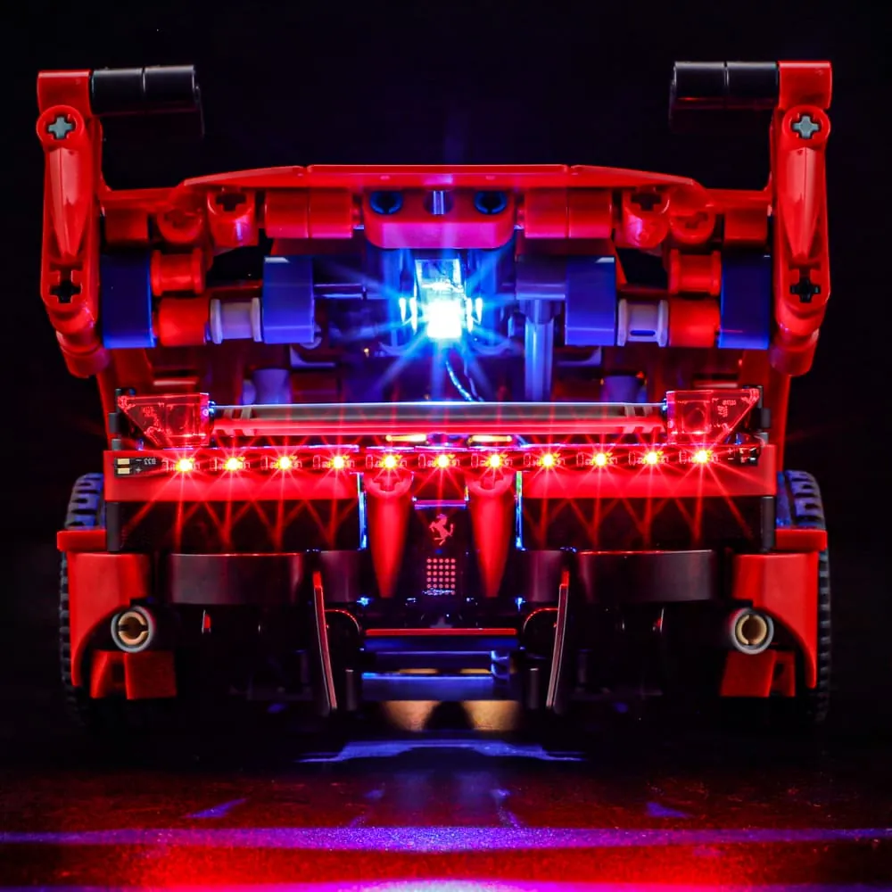 Lightailing LED effect on LEGO Ferrari FXX K front and rear