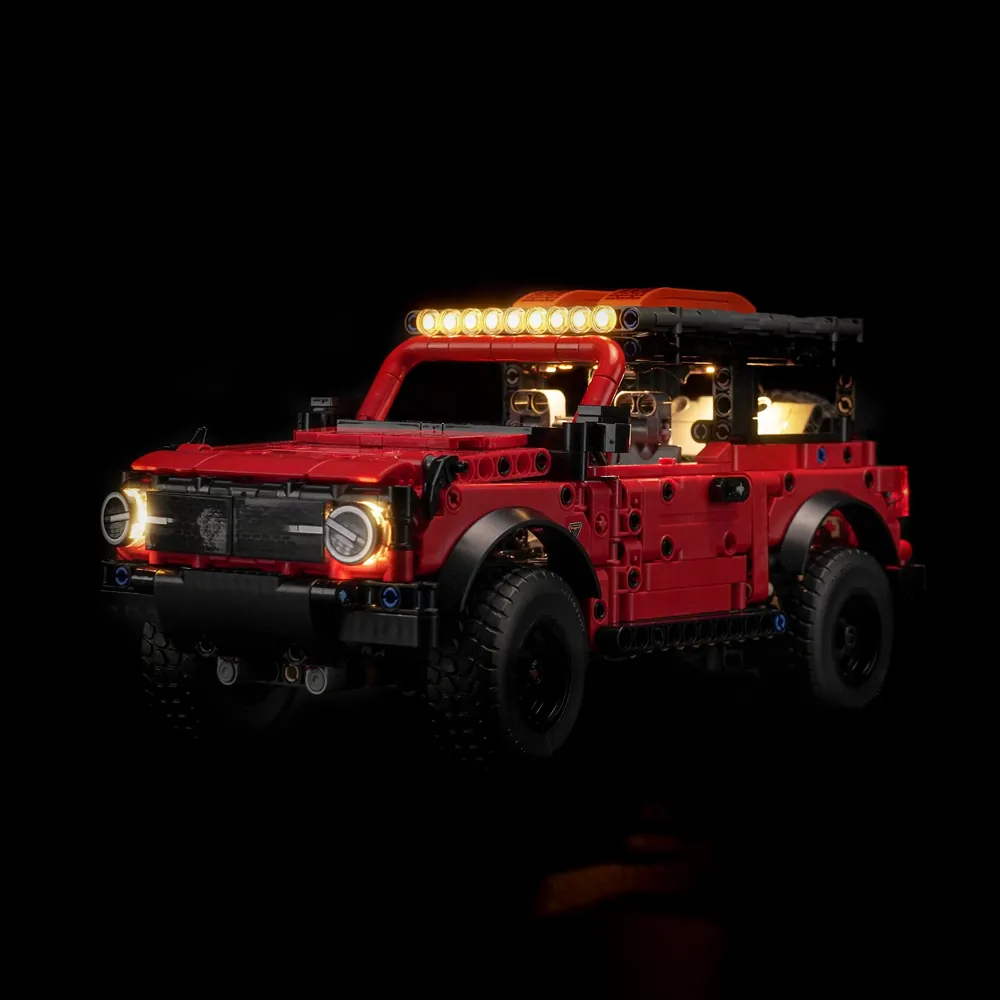 BrickBling LED kit for LEGO Technic Ford Bronco 42213 illuminating headlights and engine