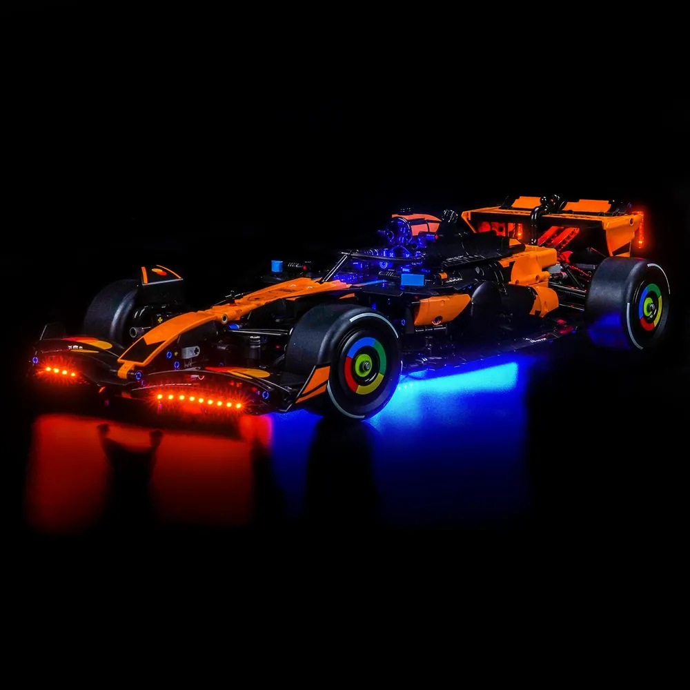 BrickBling LED kit for LEGO McLaren MCL39 F1 highlighting underglow and front wing